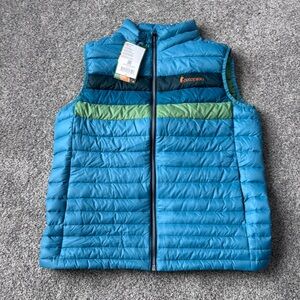 Cotopaxi Fuego Blue and Green Puffer Vest - men’s large
